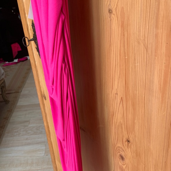 Kors Michael 💕 Barbie Hot Pink Bubblegum Ruched One Shoulder Dress Made Italy - Picture 10 of 16